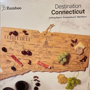 Bamboo Connecticut destination Cutting Board NIB 23.3×13.4×0.6in